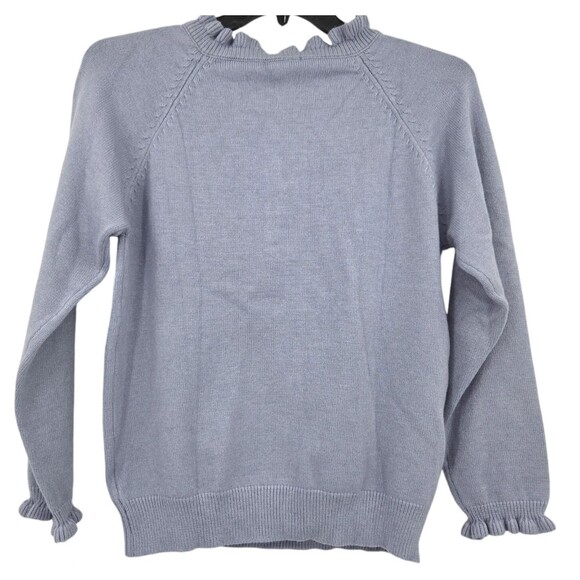 BTFBM Womens Sz M  Sweater Grayish Blue Ruffle Trim Buttons Knit Pullover - Picture 4 of 6
